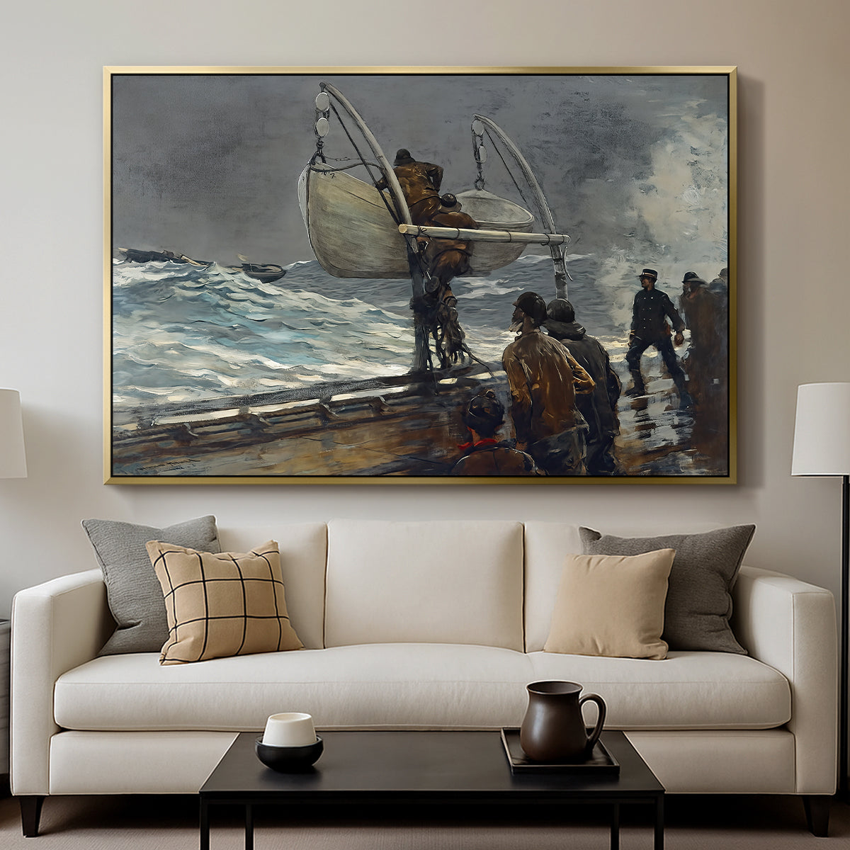 The Signal of Distress, c. 1896 - Floater Framed Canvas Print