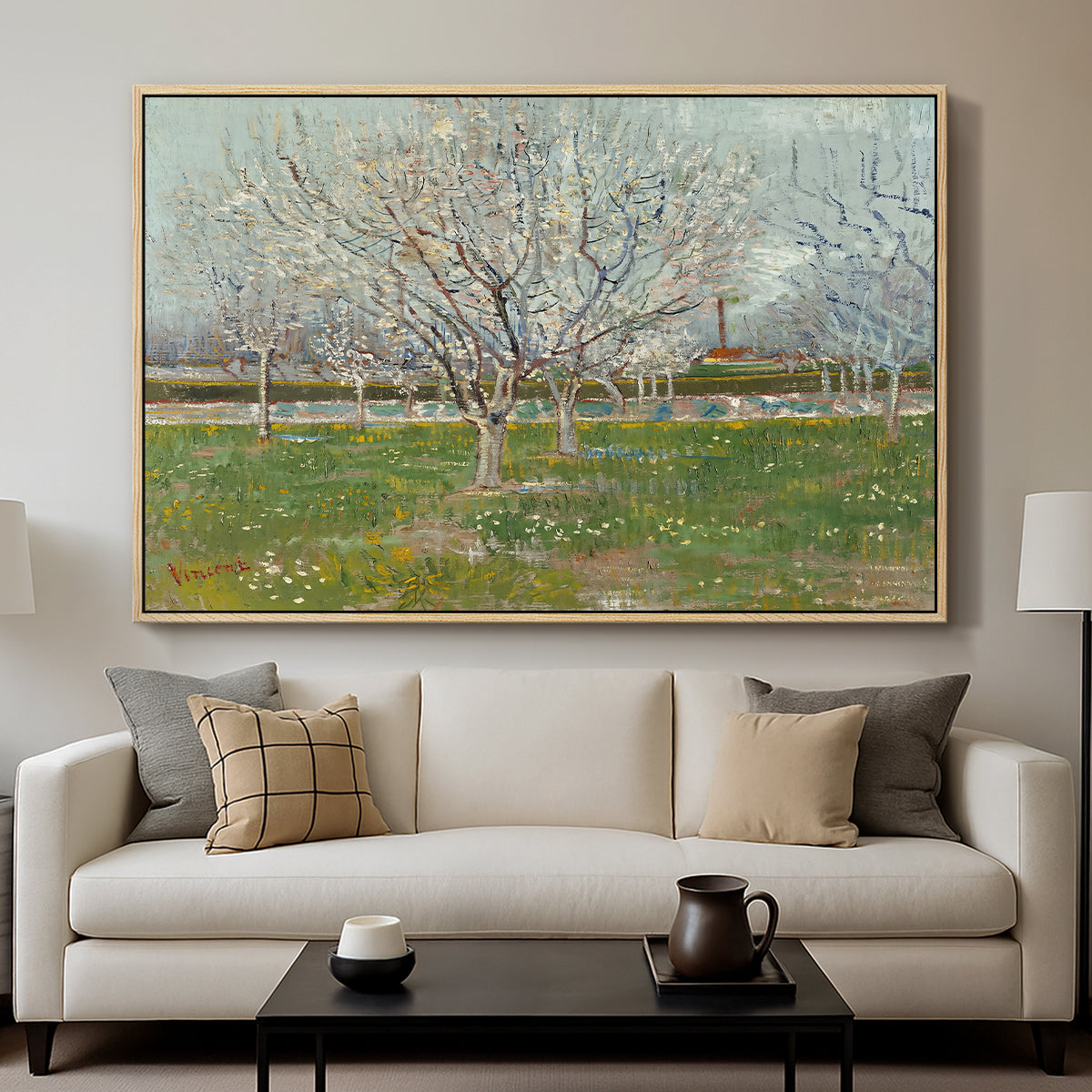 Orchard in Blossom (Plum Trees), 1888 - Floater Framed Canvas Print