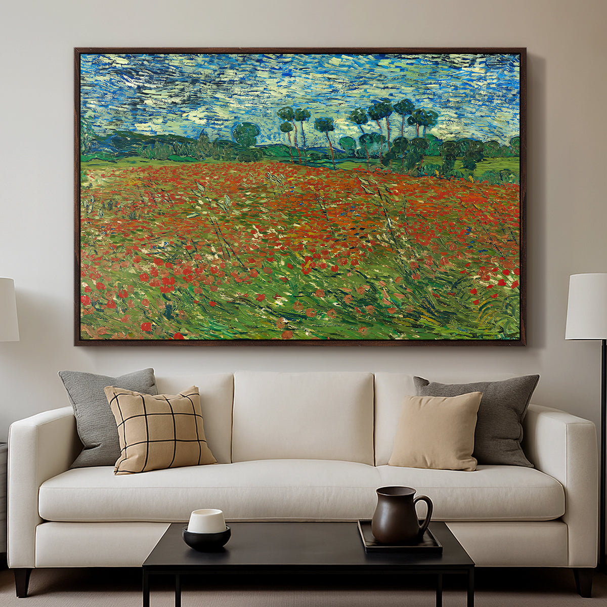 Field with Poppies, 1889 - Floater Framed Canvas Print