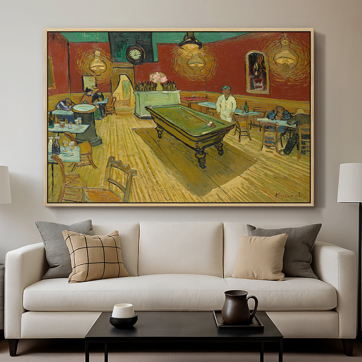 The Night Café, 1888 - Floater Framed Canvas Print