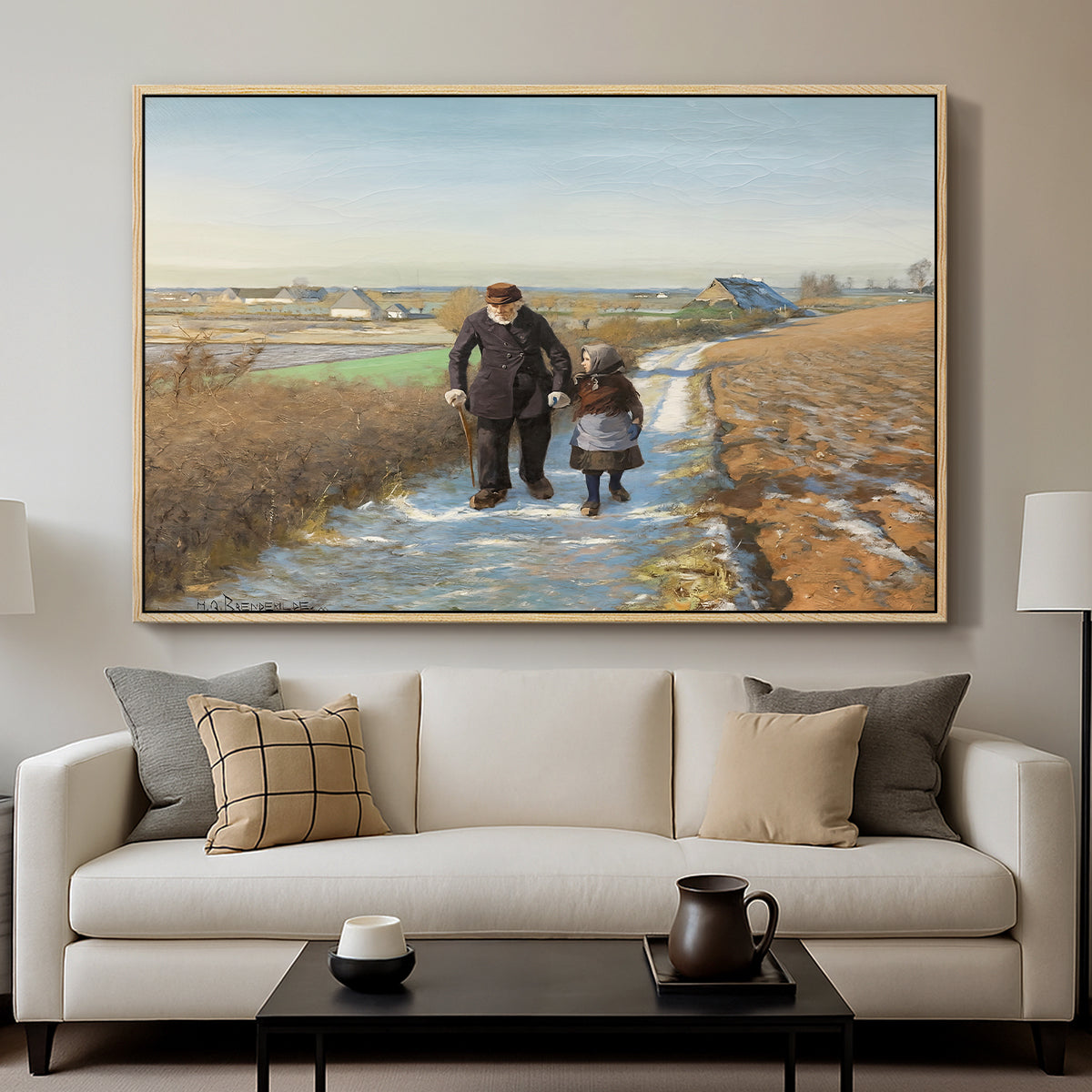The Old Man and the Child, 1888 - Floater Framed Canvas Print