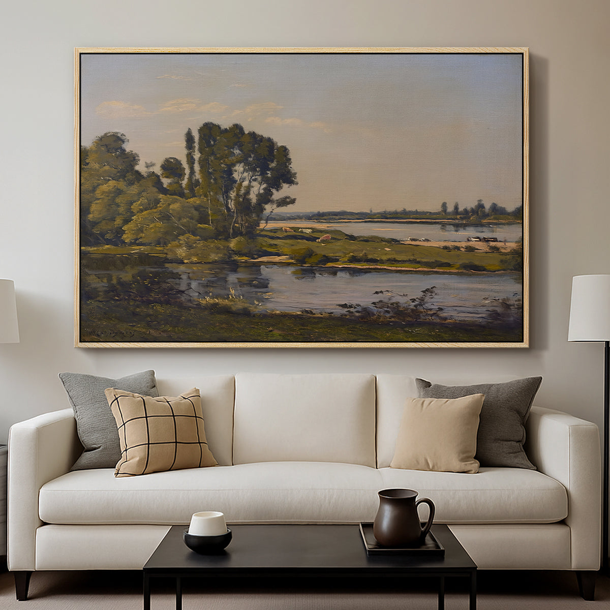 Landscape with a River, 1892 - Floater Framed Canvas Print
