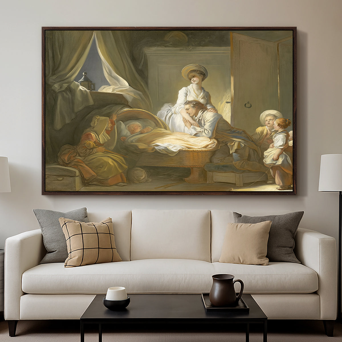 The Visit to the Nursery, c. 1775 - Floater Framed Canvas Print