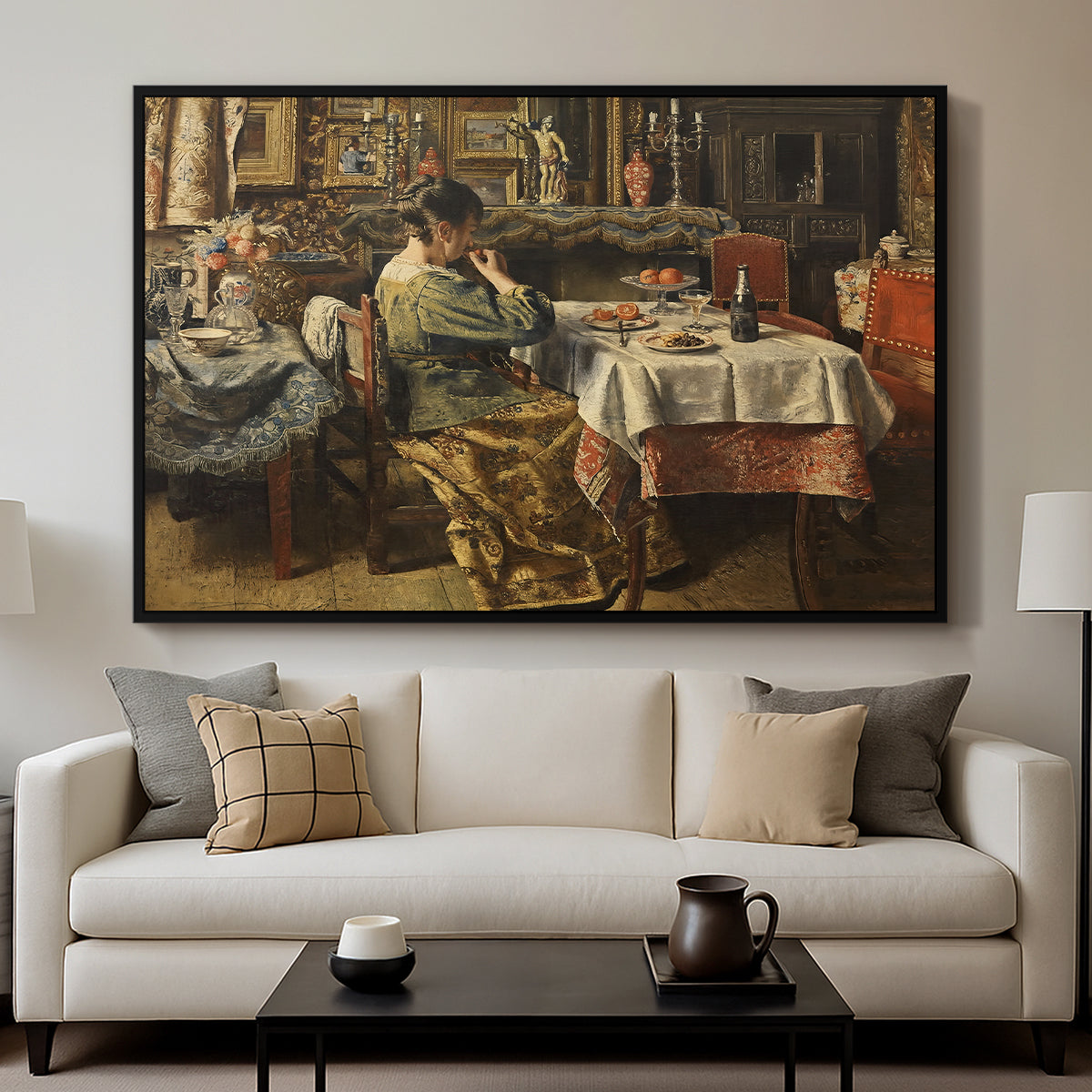 The Meal (De maaltijd), c. 1885 - Floater Framed Canvas Print