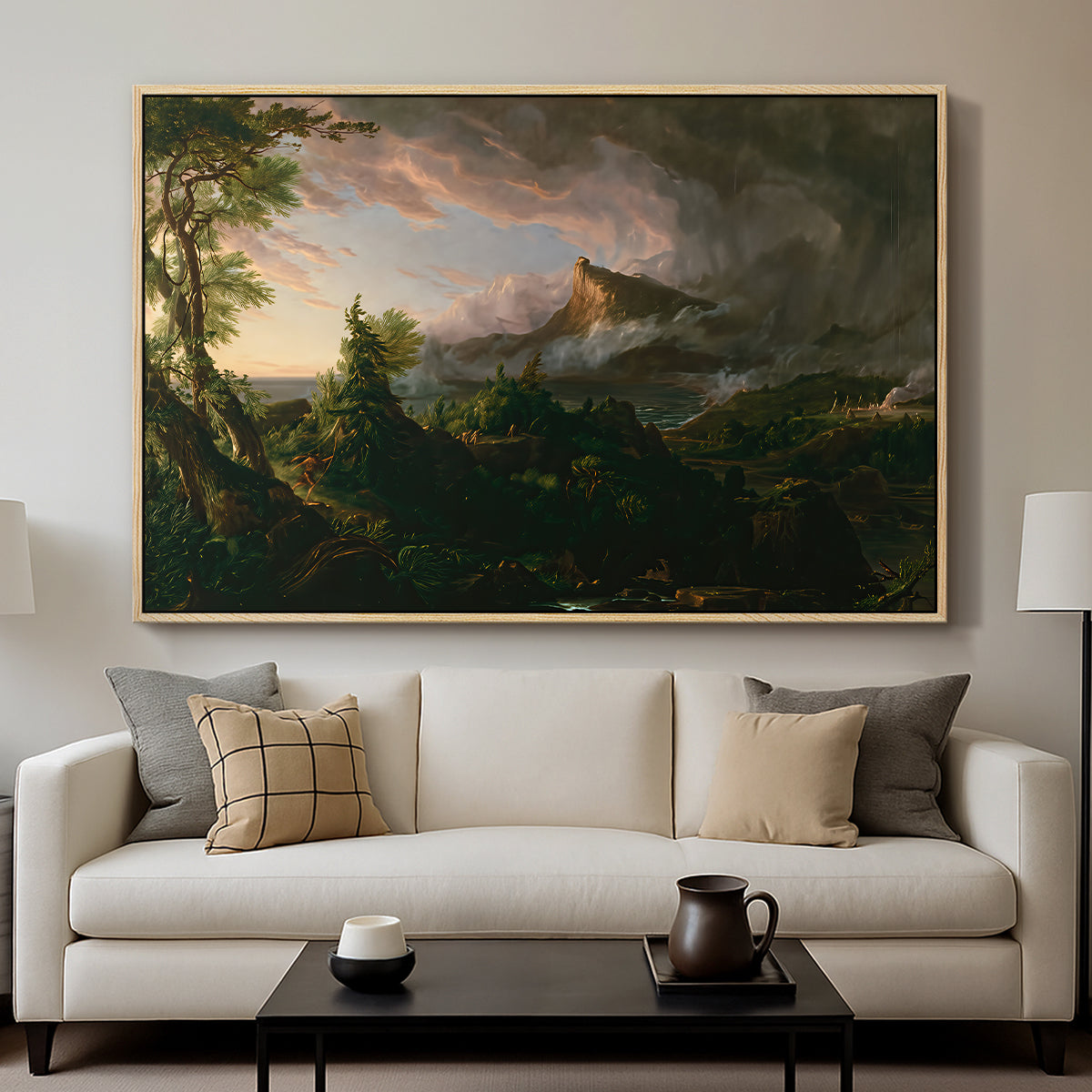 The Course of Empire: The Savage State, 1834 - Floater Framed Canvas Print