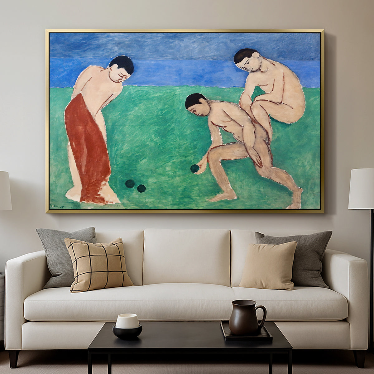 Game of Bowls, 1908 - Floater Framed Canvas Print