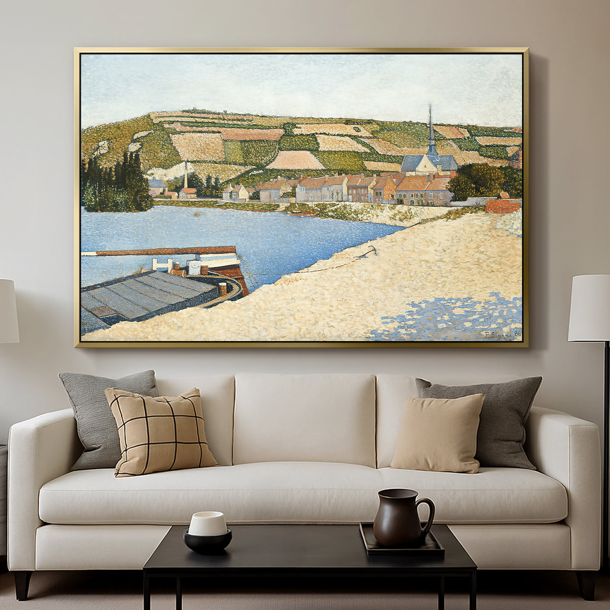 The Riverbank, Les Andelys, 1886 - Floater Framed Canvas Print