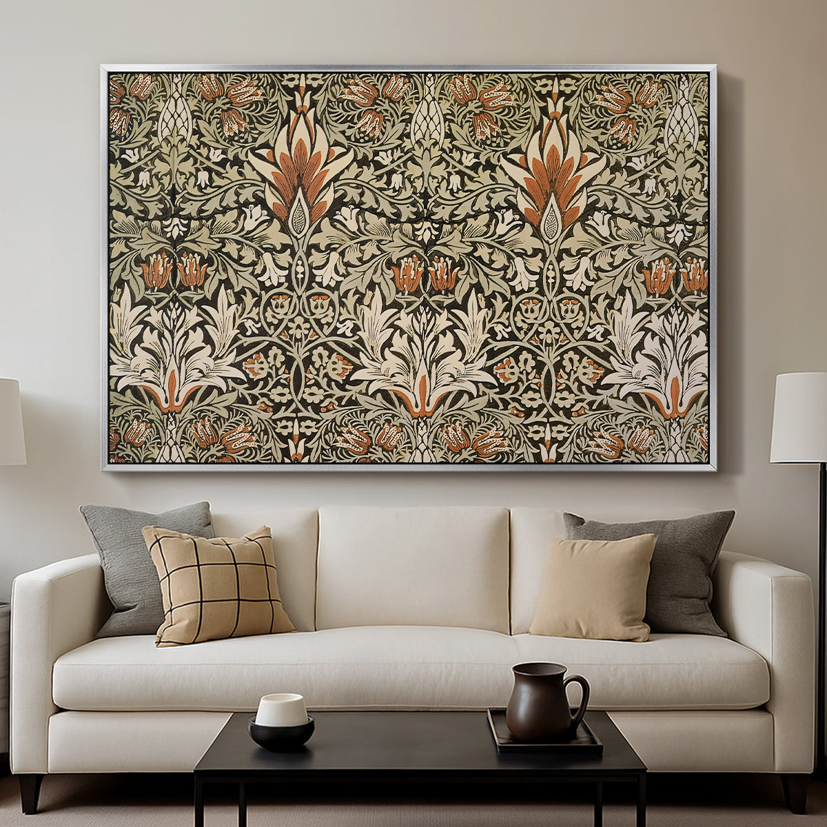 Snakeshead - Charcoal/Spice, c. 1876 - Floater Framed Canvas Print