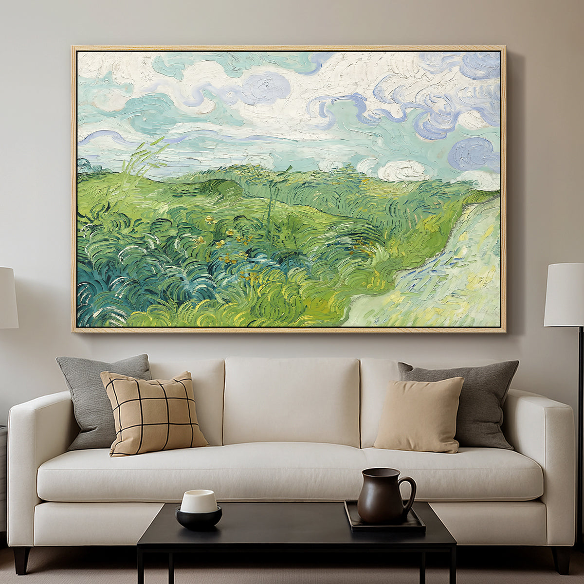 Green Wheat Field, Auvers, 1890 - Floater Framed Canvas Print