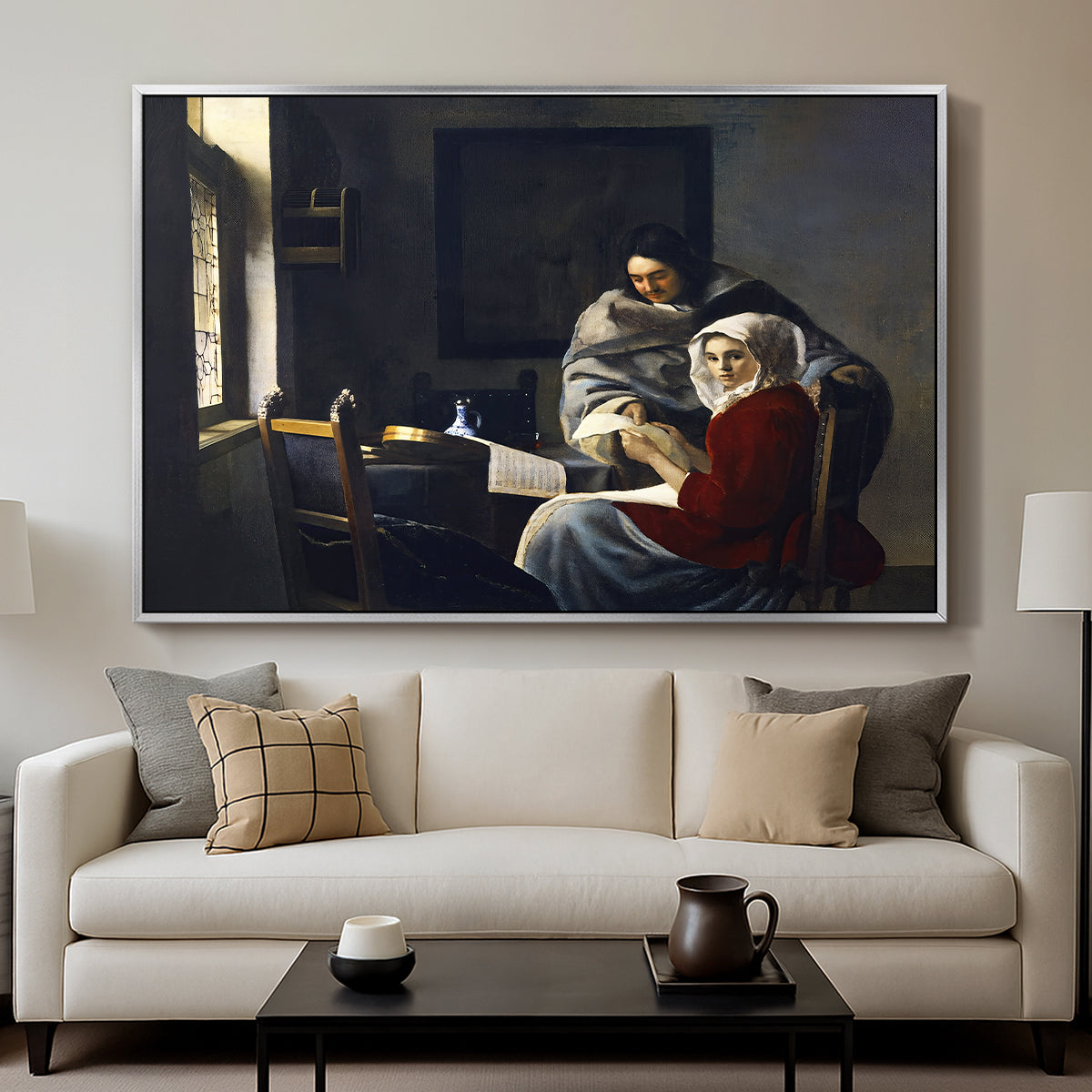 Girl Interrupted at Her Music, c. 1658-1659 - Floater Framed Canvas Print