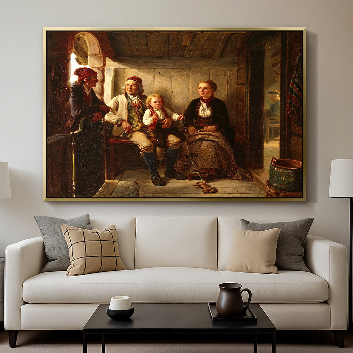 Neighbors (Naboer), 1855 - Floater Framed Canvas Print