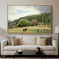 Farm with Grazing Cows (Bondegård med beitende kuer), 1892 - Floater Framed Canvas Print