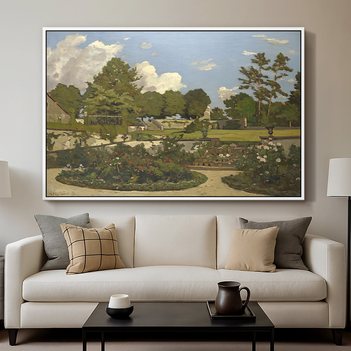 The Painter's Garden at Saint-Privé, 1886 - Floater Framed Canvas Print