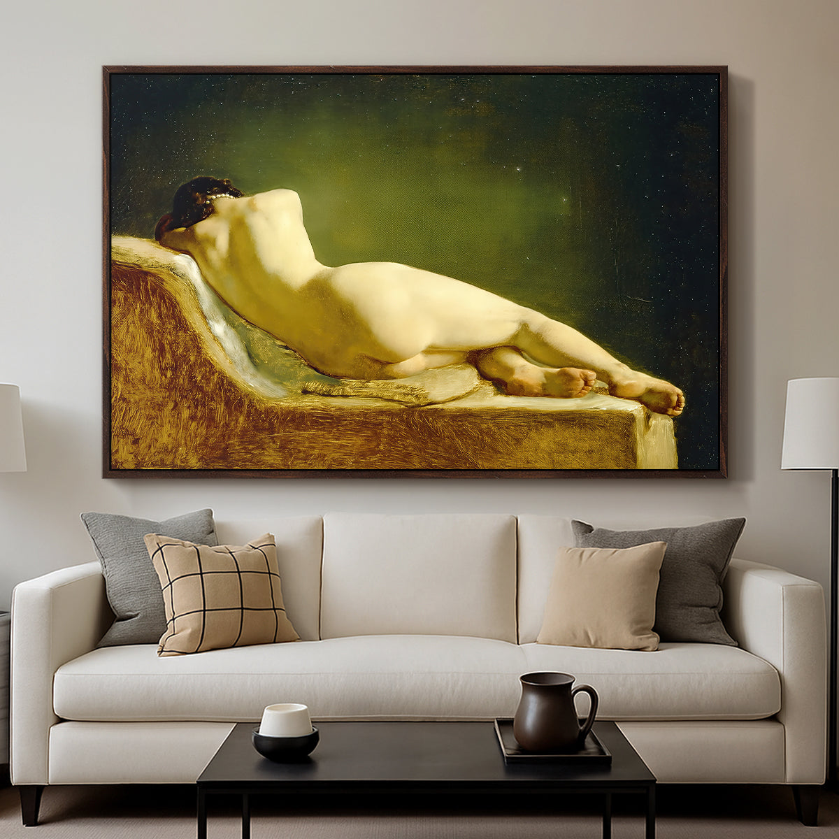 Reclining Nude (Liggende model), 1833 - Floater Framed Canvas Print