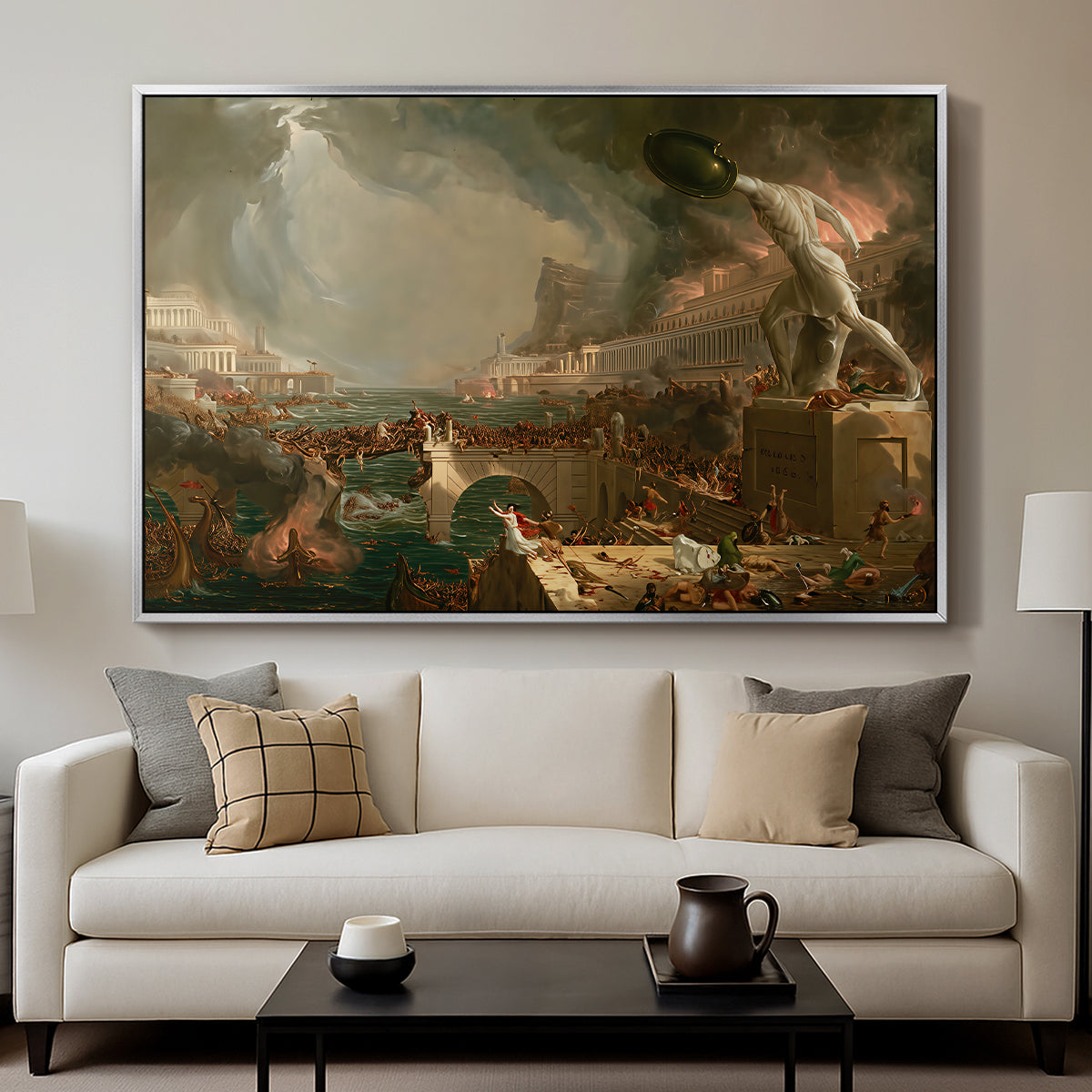The Course of Empire: Destruction, 1836 - Floater Framed Canvas Print