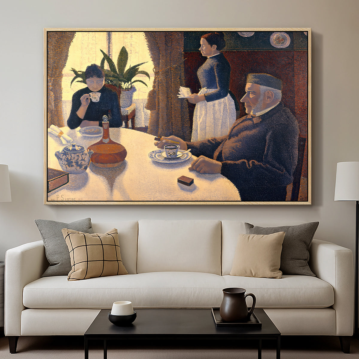 The Dining Room (Breakfast), 1886-1887 - Floater Framed Canvas Print