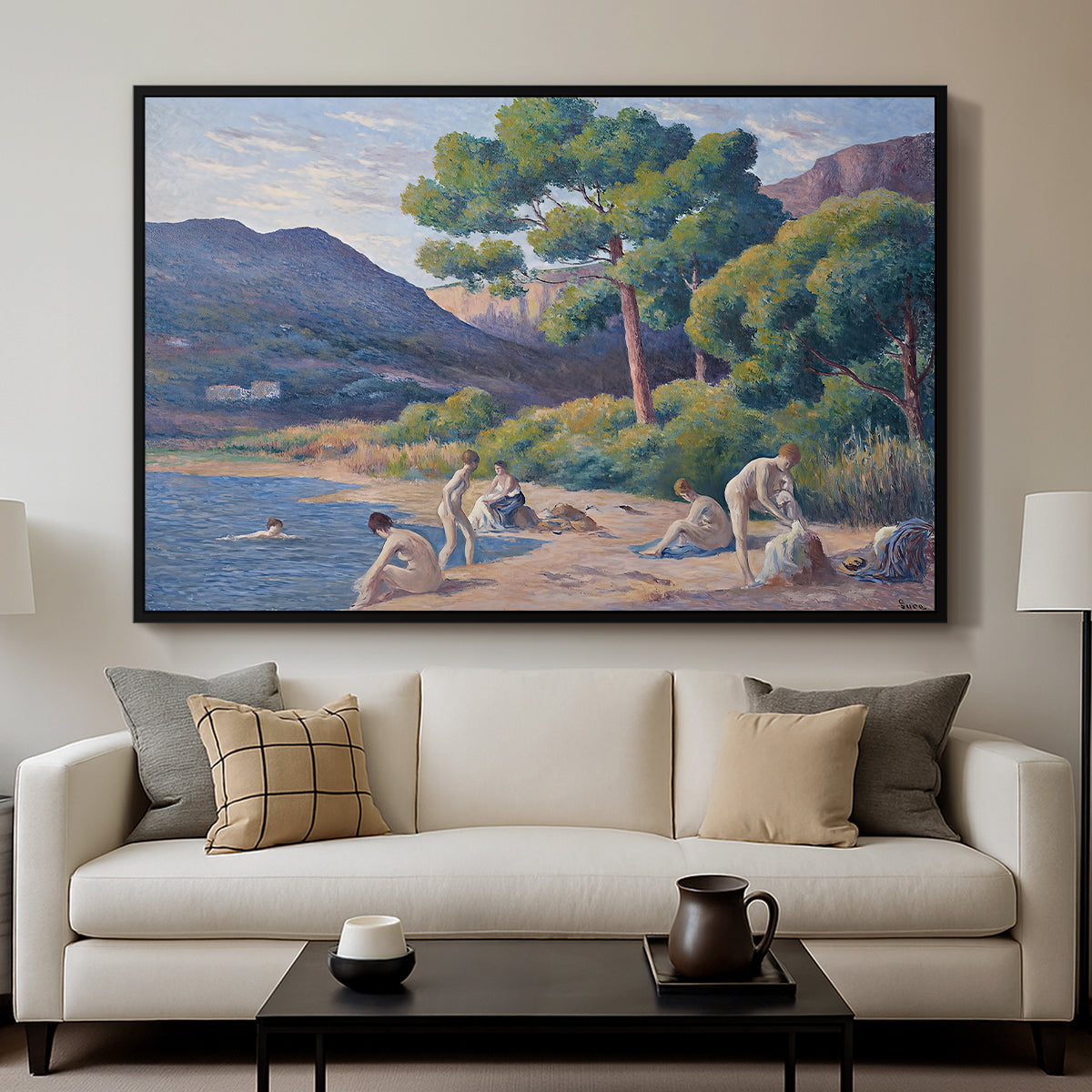 Bathers in Saint-Tropez, c. 1909 - Floater Framed Canvas Print