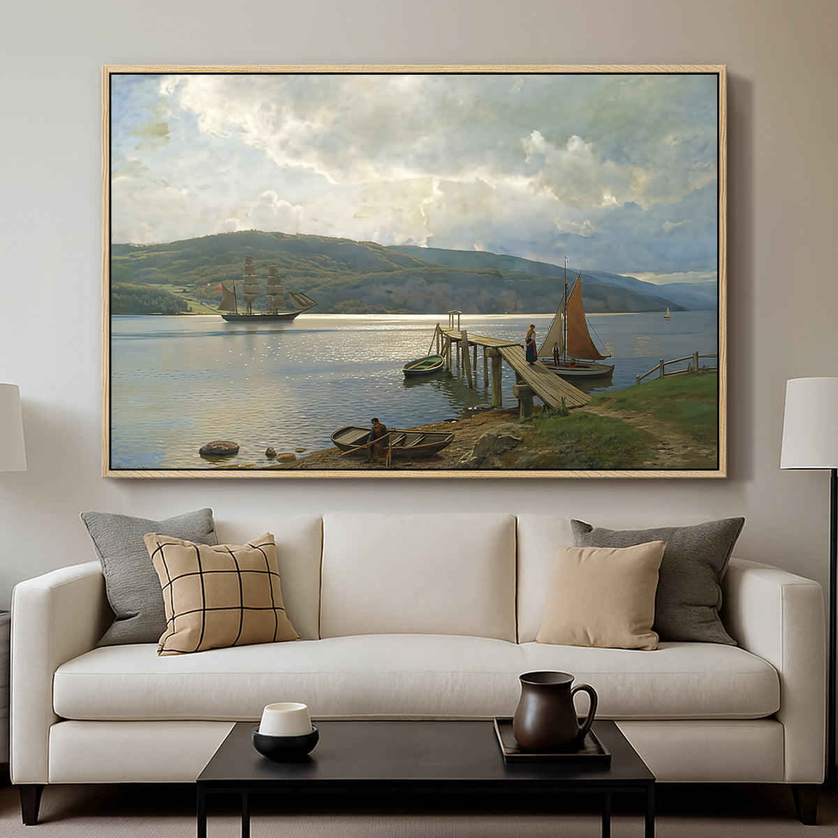 The Jetty at Feste near Moss, 1898 - Floater Framed Canvas Print