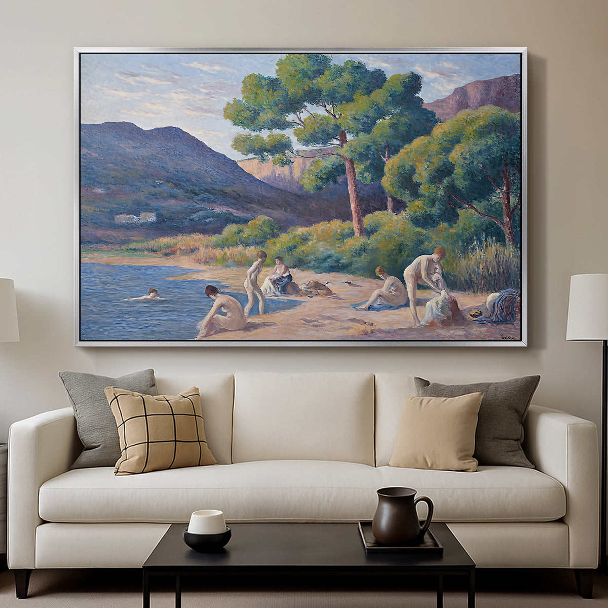 Bathers in Saint-Tropez, c. 1909 - Floater Framed Canvas Print