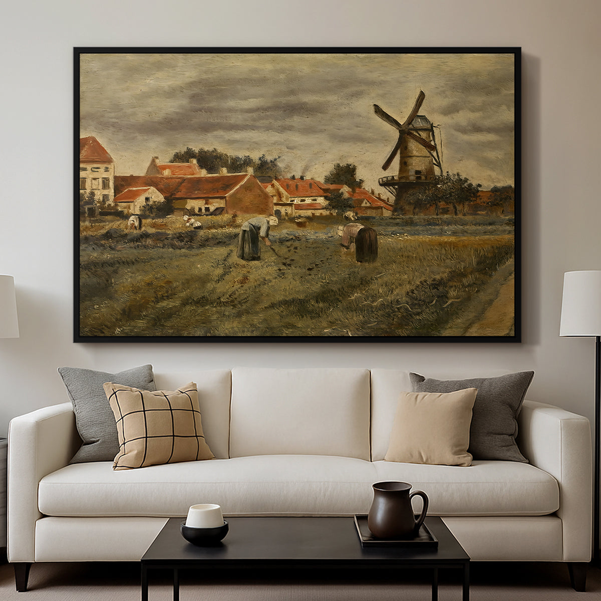 The Potato Harvest, c. 1875 - Floater Framed Canvas Print