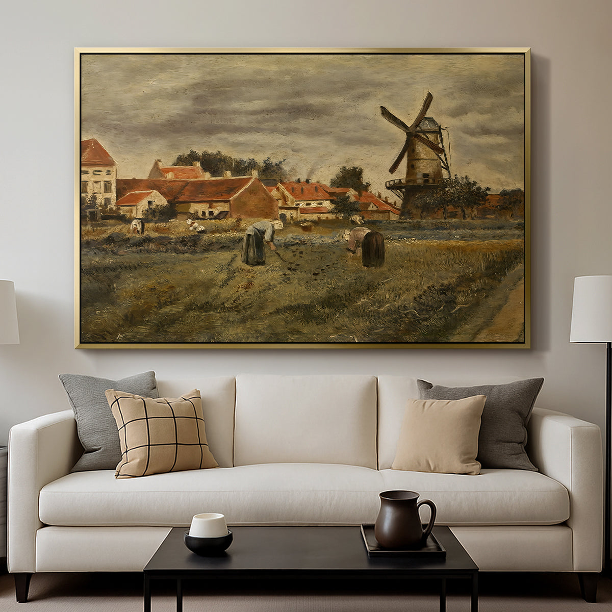 The Potato Harvest, c. 1875 - Floater Framed Canvas Print