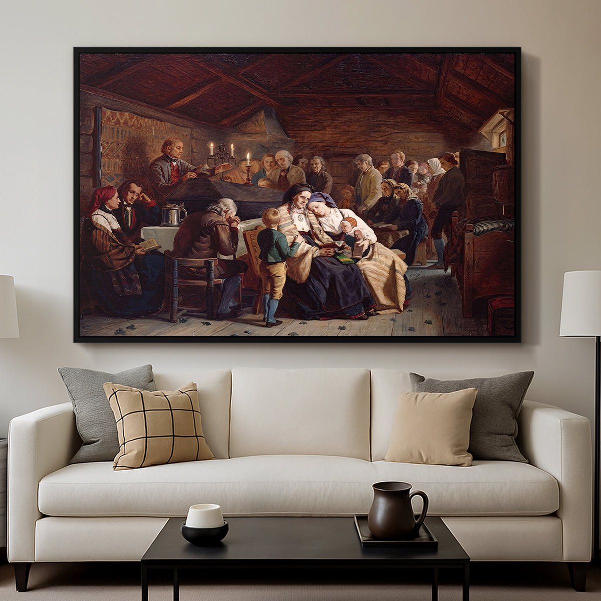 Funeral Feast, 1854 - Floater Framed Canvas Print