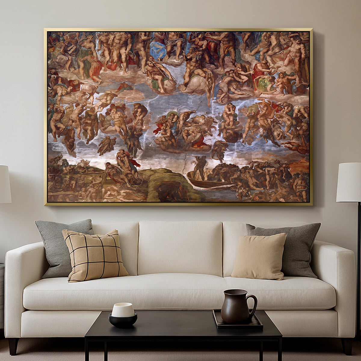 The Last Judgment (Charon's Boat and the Damned), 1536-1541 - Floater Framed Canvas Print