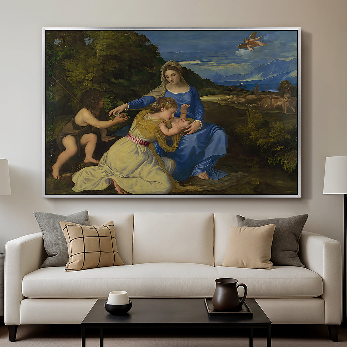 The Aldobrandini Madonna, 1532 - Floater Framed Canvas Print