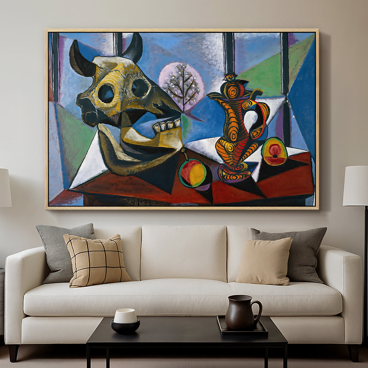 Still Life with Bull's Skull, 1939 - Floater Framed Canvas Print