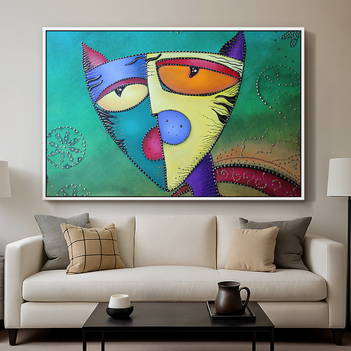 Celestial Cat - Floater Framed Canvas Print