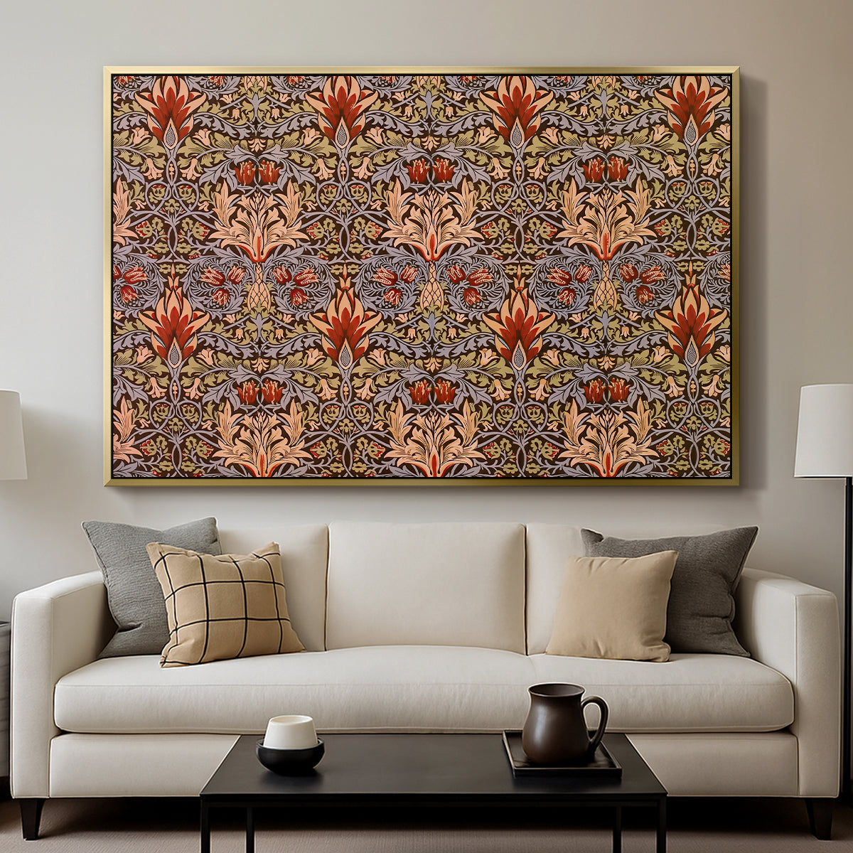 Snakeshead - Red/Cumin, c. 1876 - Floater Framed Canvas Print