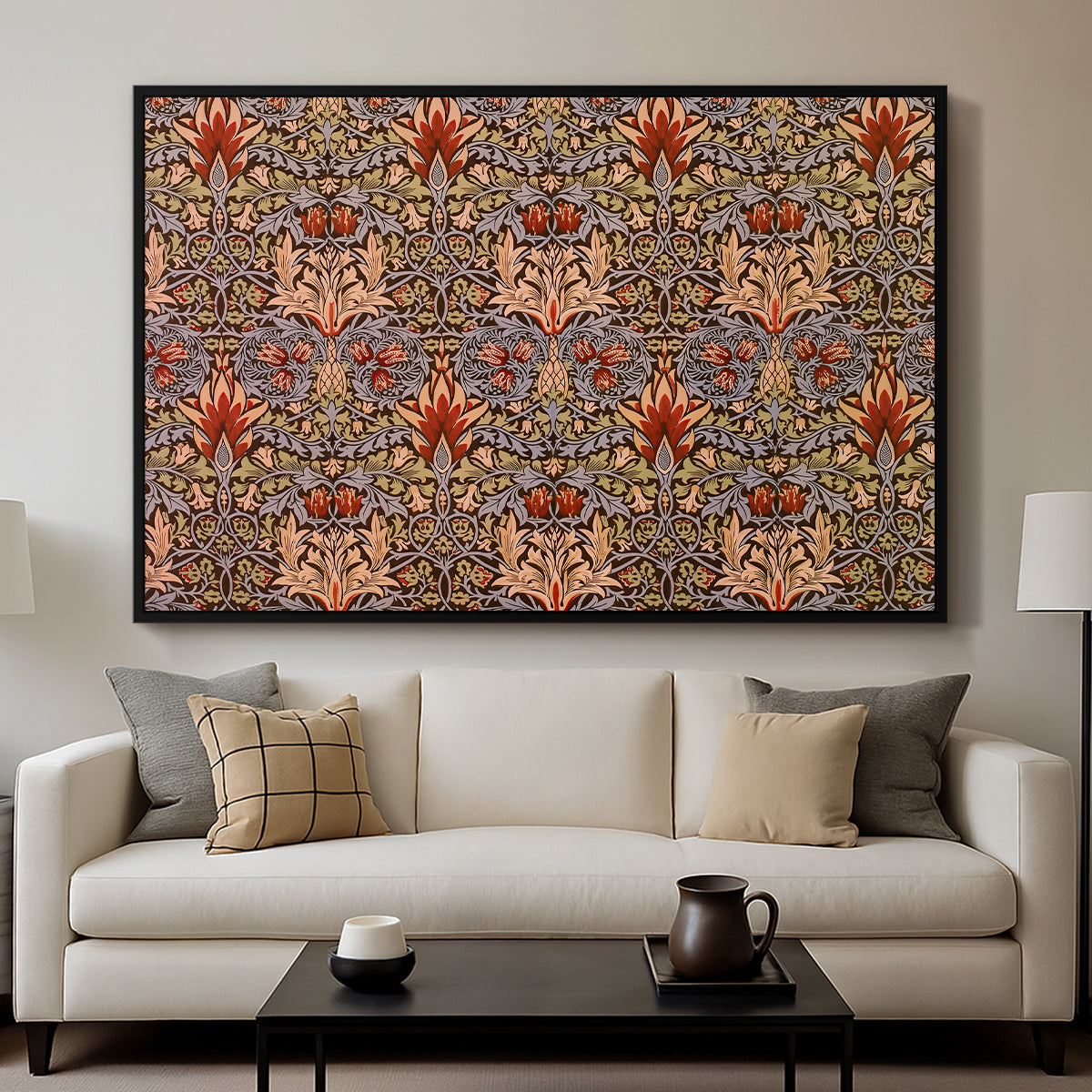 Snakeshead - Red/Cumin, c. 1876 - Floater Framed Canvas Print