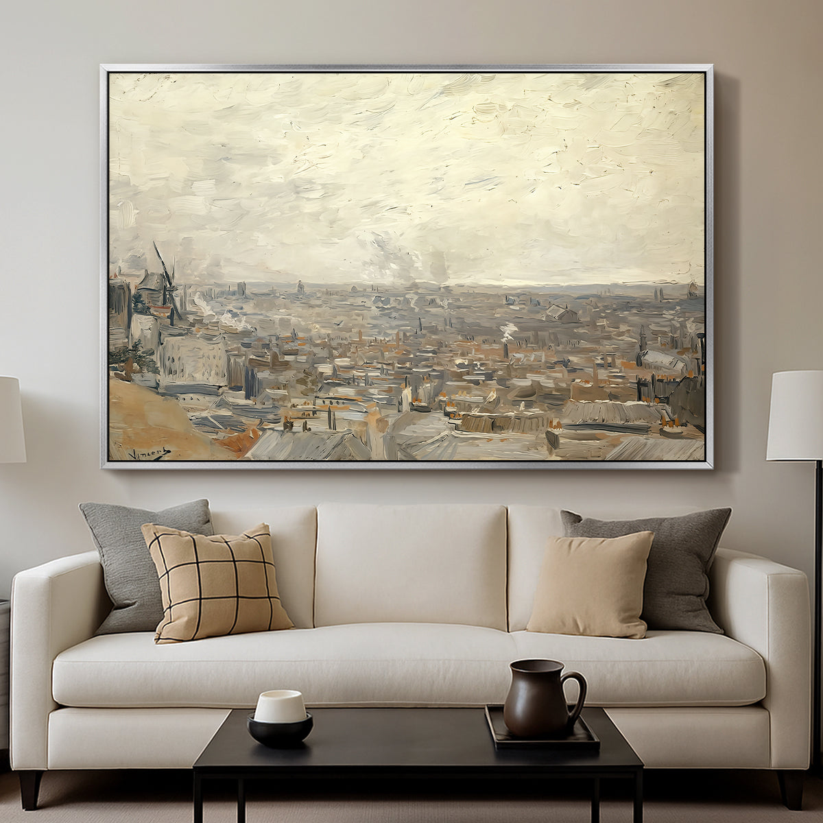 View from Montmartre, 1886 - Floater Framed Canvas Print