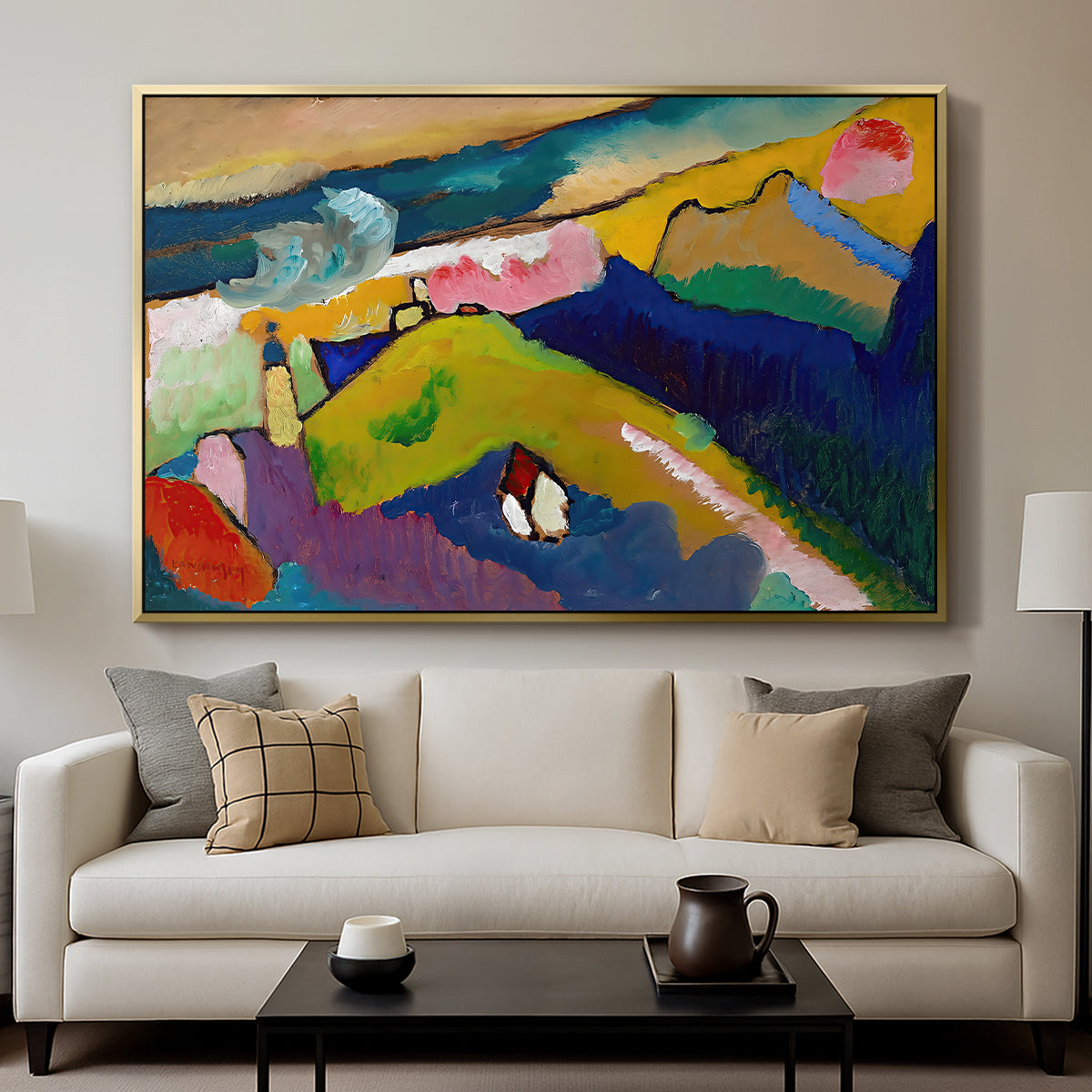 Murnau Mountain Landscape with Church, 1910 - Floater Framed Canvas Print