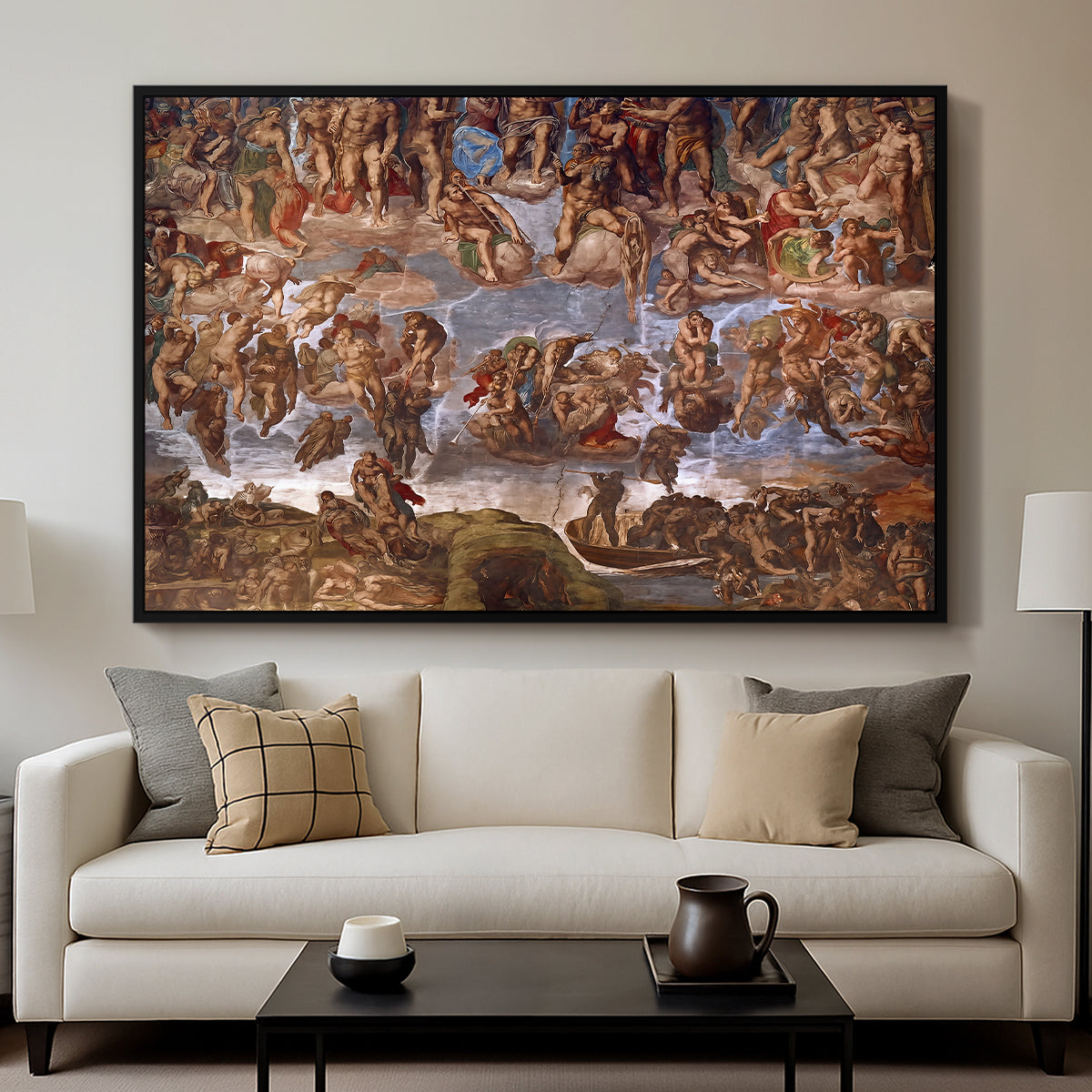 The Last Judgment (Charon's Boat and the Damned), 1536-1541 - Floater Framed Canvas Print