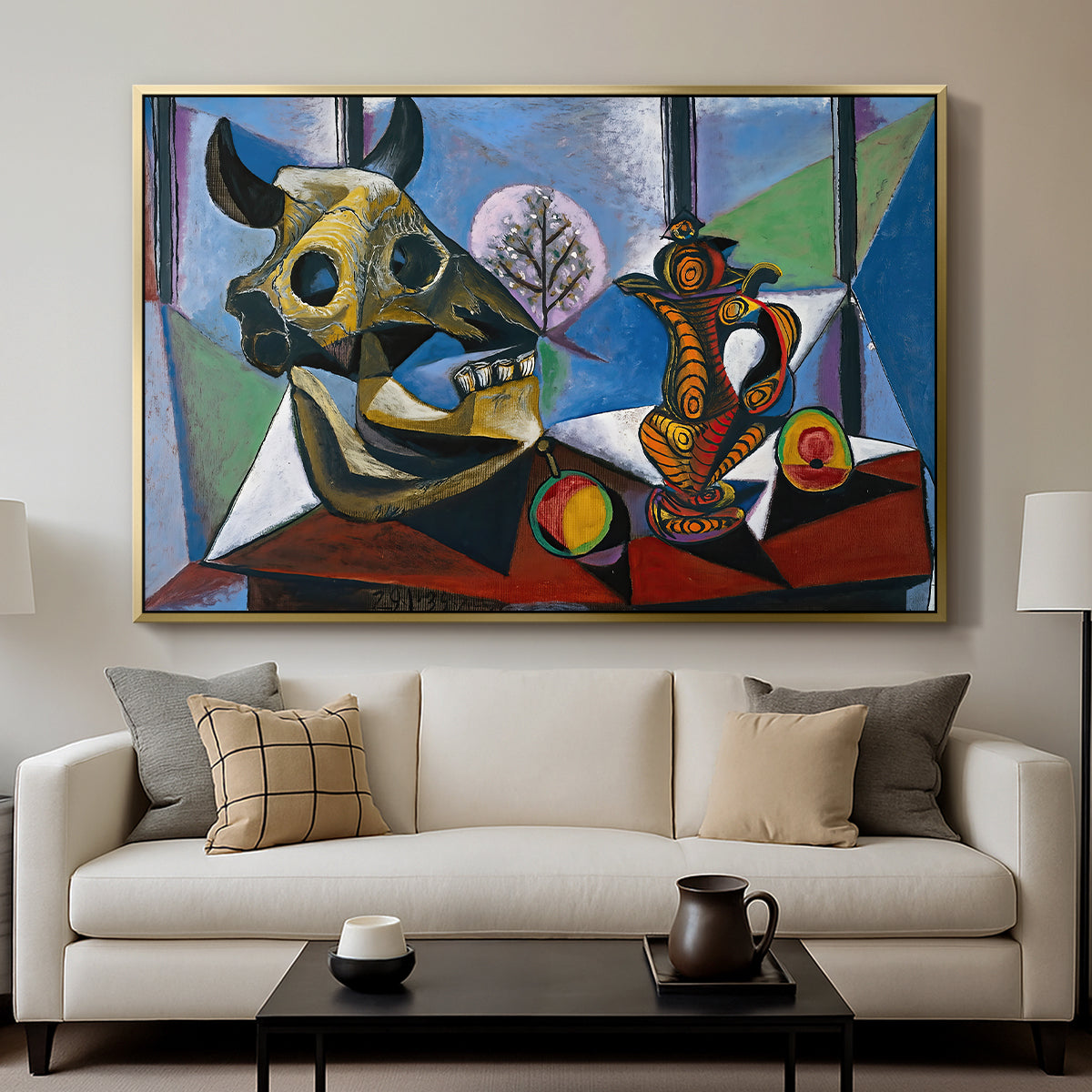Still Life with Bull's Skull, 1939 - Floater Framed Canvas Print