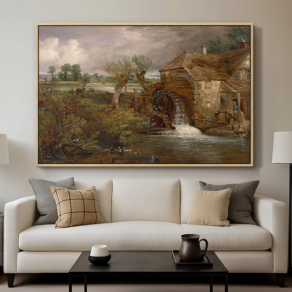 Parham Mill, Gillingham, 1826 - Floater Framed Canvas Print