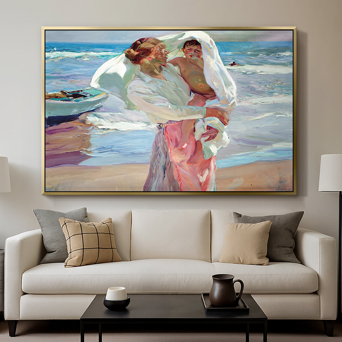 After Bathing, 1915 - Floater Framed Canvas Print