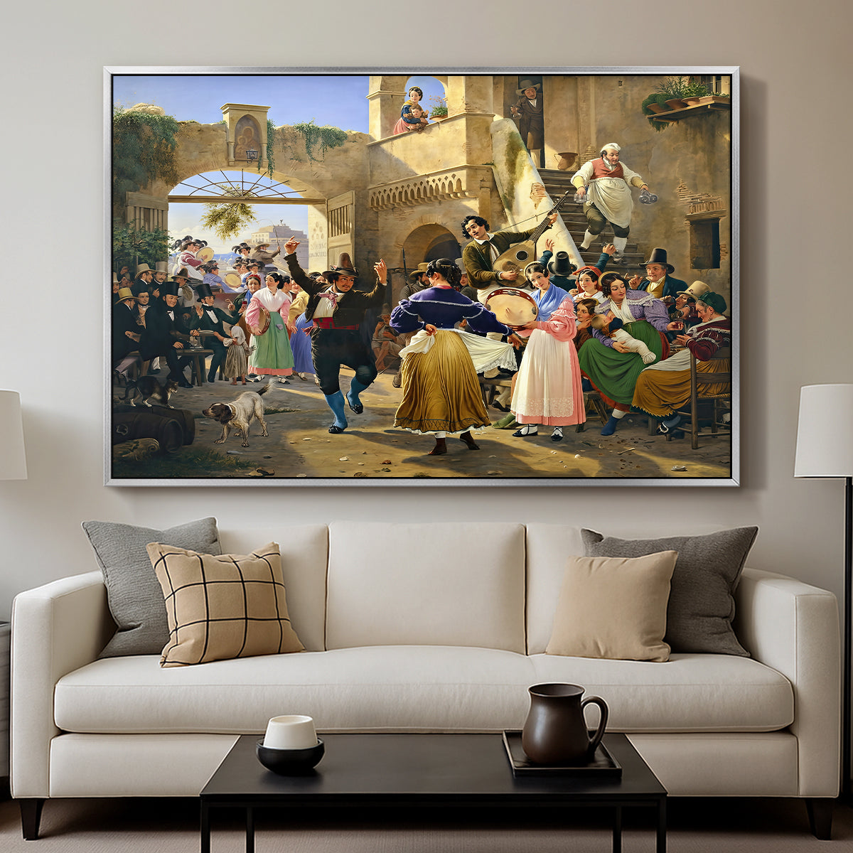 Romans Gathered for Merriment at an Osteria, 1839 - Floater Framed Canvas Print