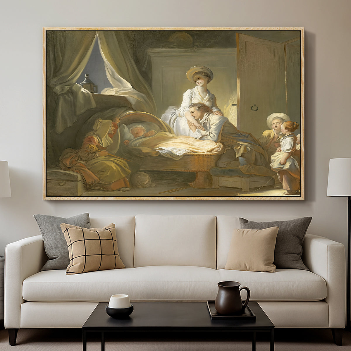 The Visit to the Nursery, c. 1775 - Floater Framed Canvas Print