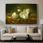 Magnolias on Gold Velvet Cloth, c. 1888-1890 - Floater Framed Canvas Print