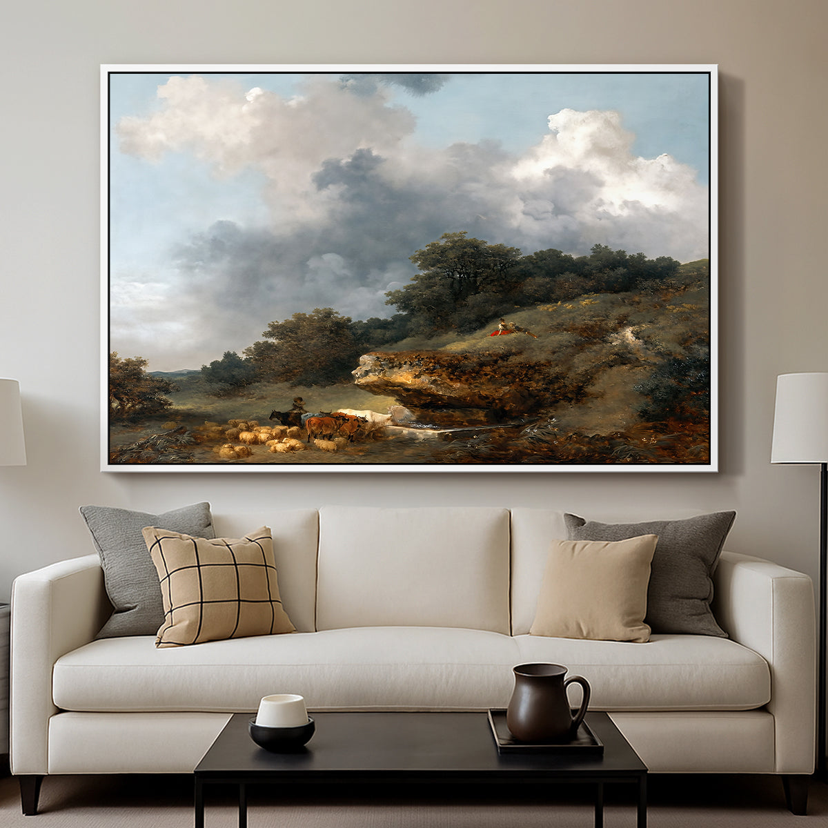 The Watering Place, c. 1765 - Floater Framed Canvas Print