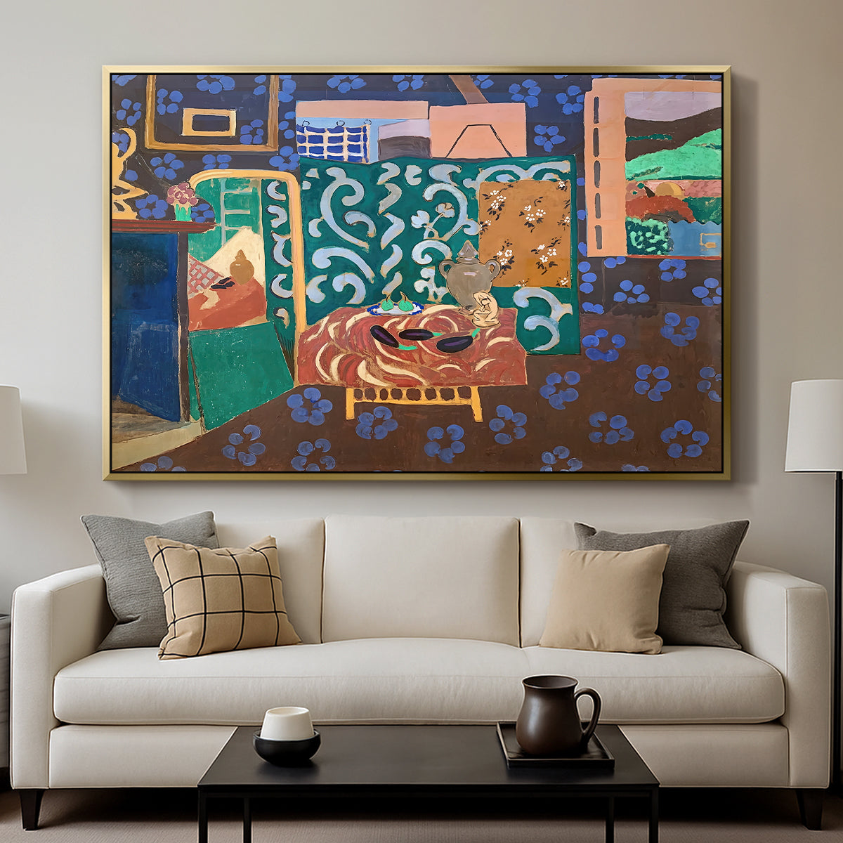 Interior with Aubergines, 1911 - Floater Framed Canvas Print