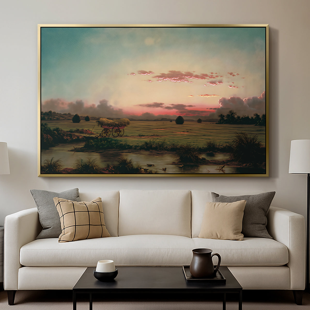 The Marshes at Rhode Island, 1866 - Floater Framed Canvas Print