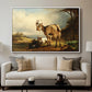 A Goat with Two Kids - Floater Framed Canvas Print