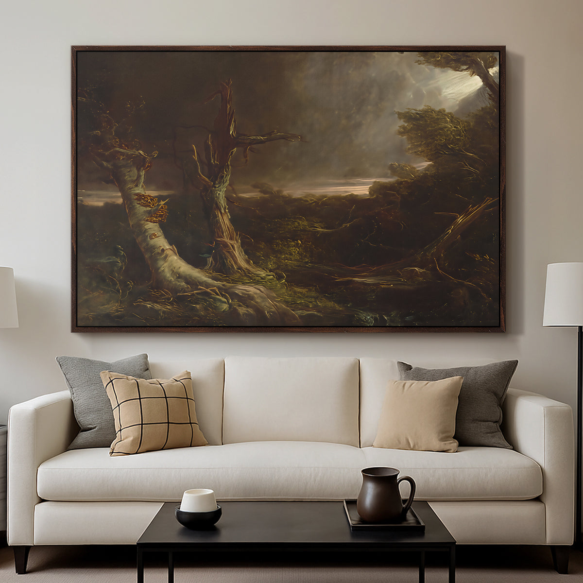Tornado in an American Forest, 1835 - Floater Framed Canvas Print