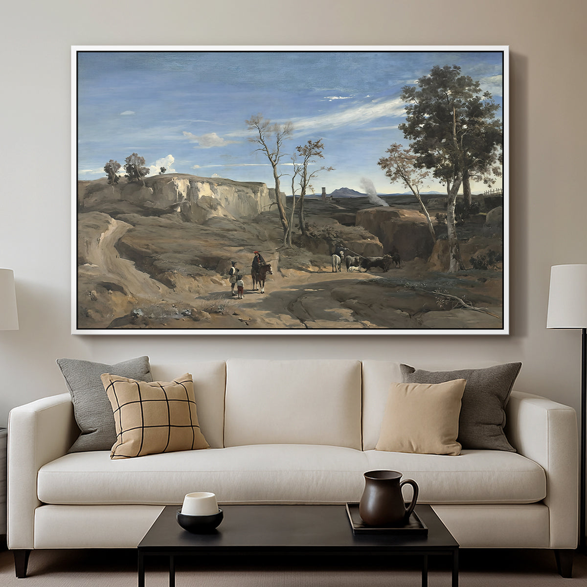 La Cervara, the Roman Campagna, c. 1830-1831 - Floater Framed Canvas Print