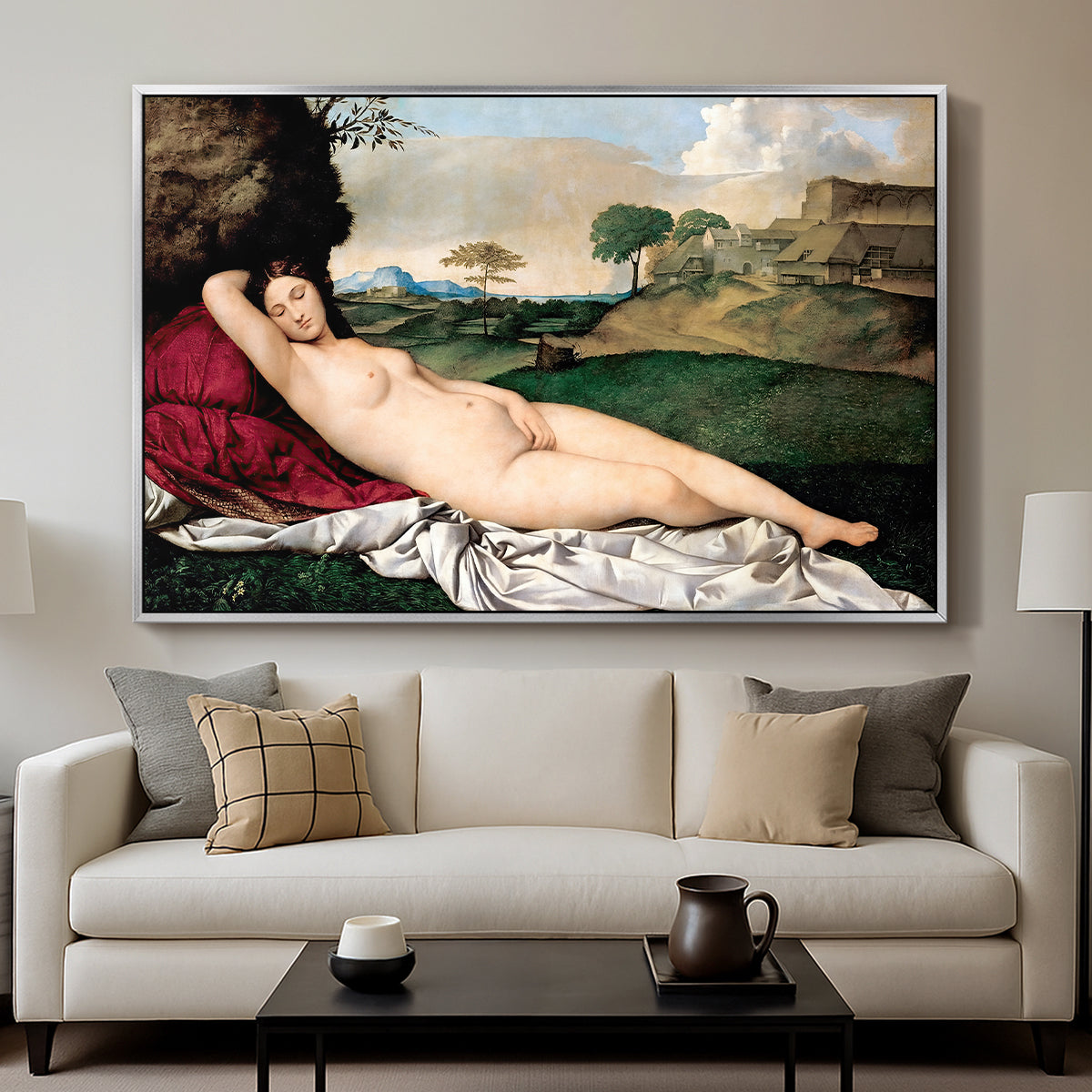 Sleeping Venus, c. 1510 - Floater Framed Canvas Print