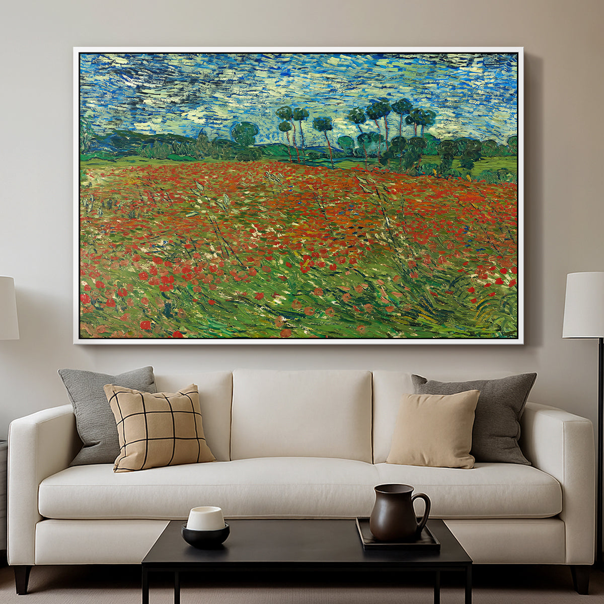 Field with Poppies, 1889 - Floater Framed Canvas Print