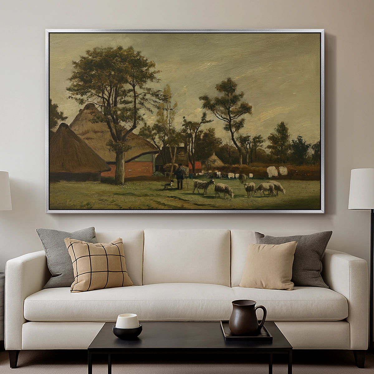 Farmhouse, c. 1865-1875 - Floater Framed Canvas Print